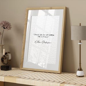 William Shakespeare quote print Though she be but little she is fierce quote literature quotes quote print wall art minimalist typewriter text print A2 A3 A4 A5 A6 16x20 11x14 8.3x11 8x10 5x7 4x6 feminist quote print shakespeare wall art the bard