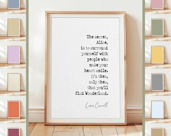Stampa con citazione di Lewis Carroll in diversi colori. Troverai "Il paese delle meraviglie", "Alice nel paese delle meraviglie", "Arte murale", "Citazioni ispiratrici", "Letteratura" senza cornice.