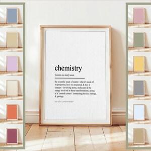 Chemistry Definition Print In Different Colours | Unique Wall Art Decor | Gift For Chemists | Unframed