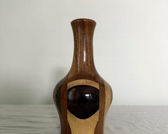 The Anasi Vase | Vintage Handmade Inlaid Wood Vase from Jamaica