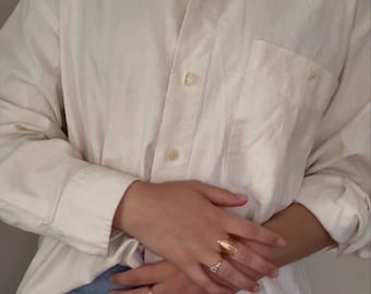 Yves Saint Laurent | Vintage Ivory Linen-Cotton Blend Button-Down Shirt
