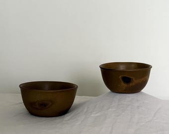 The Patina Pair | Vintage Bennington Potters Stacked Stoneware Bowls, Set of 2