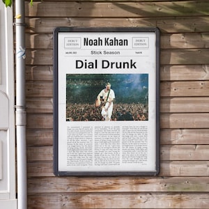Noah Kahan Zifferblatt Drunk Lyric Print