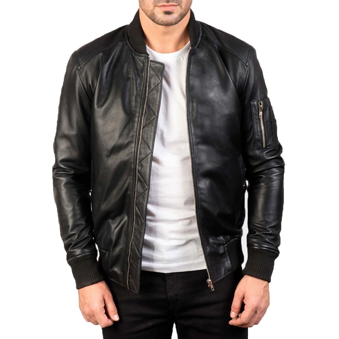 New Men's Leather Jacket Soft Lambskin Premium Quality Zipper Short ...
