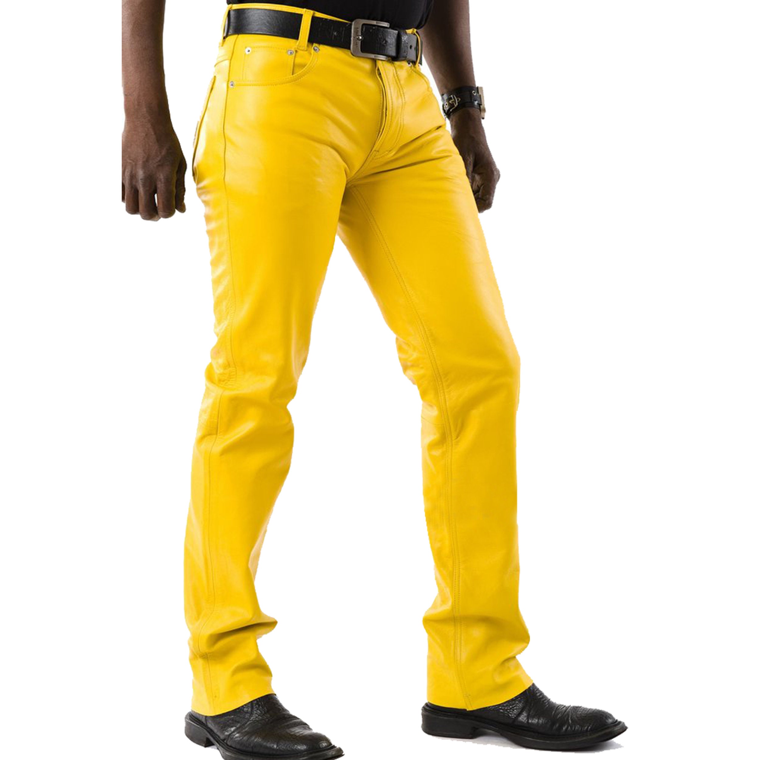Men s Genuine Sheep Skin Leather Pants Real Leather Skin Fit Pants