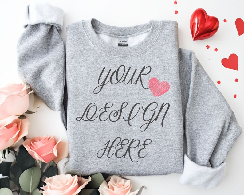 5 Gildan Valentines Day Sweatshirt Bundle Mockups Gildan 18000 Mockup ...