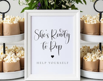 She's Ready to Pop, druckbares Babypartyschild, Popcorn / Soda Pop Gastgeschenke, nicht editierbarer Download