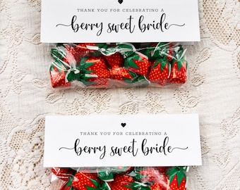 Adorno para pastel de novia con diseño de fresas, recuerdo para despedida de soltera, descarga sin necesidad de editar.