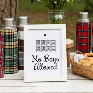 No Boys Allowed Sign, Bachelorette Decor, Camp Bach Theme, 5x7 and 8x10, Non-Editable, Black and White, Budget-Friendly, Easy-to-Print, Cute