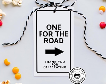 Etiqueta de recuerdo "One For The Road", imprimible para fiesta temática de letreros de calle, descarga sin necesidad de edición.