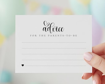 Parents To Be Advice Card, Baby Shower Printable Keepsake, No Editing Required