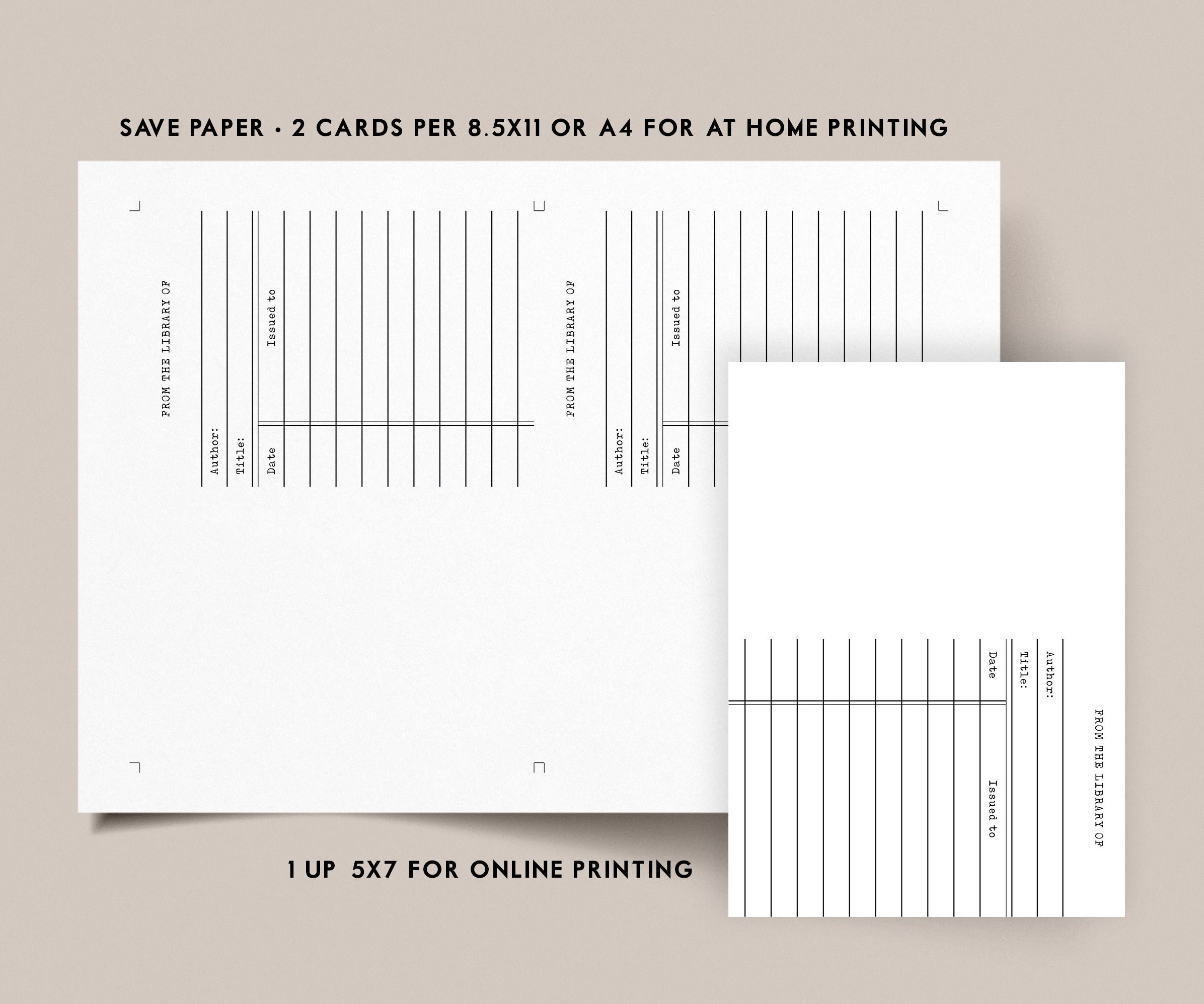 PRINTABLE Vintage Library Card Greeting Card, Cute Book Club Note Card ...