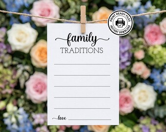 Karta z tradycjami rodzinnymi, do druku na baby shower, do wypełnienia przez gości, nie wymaga edycji