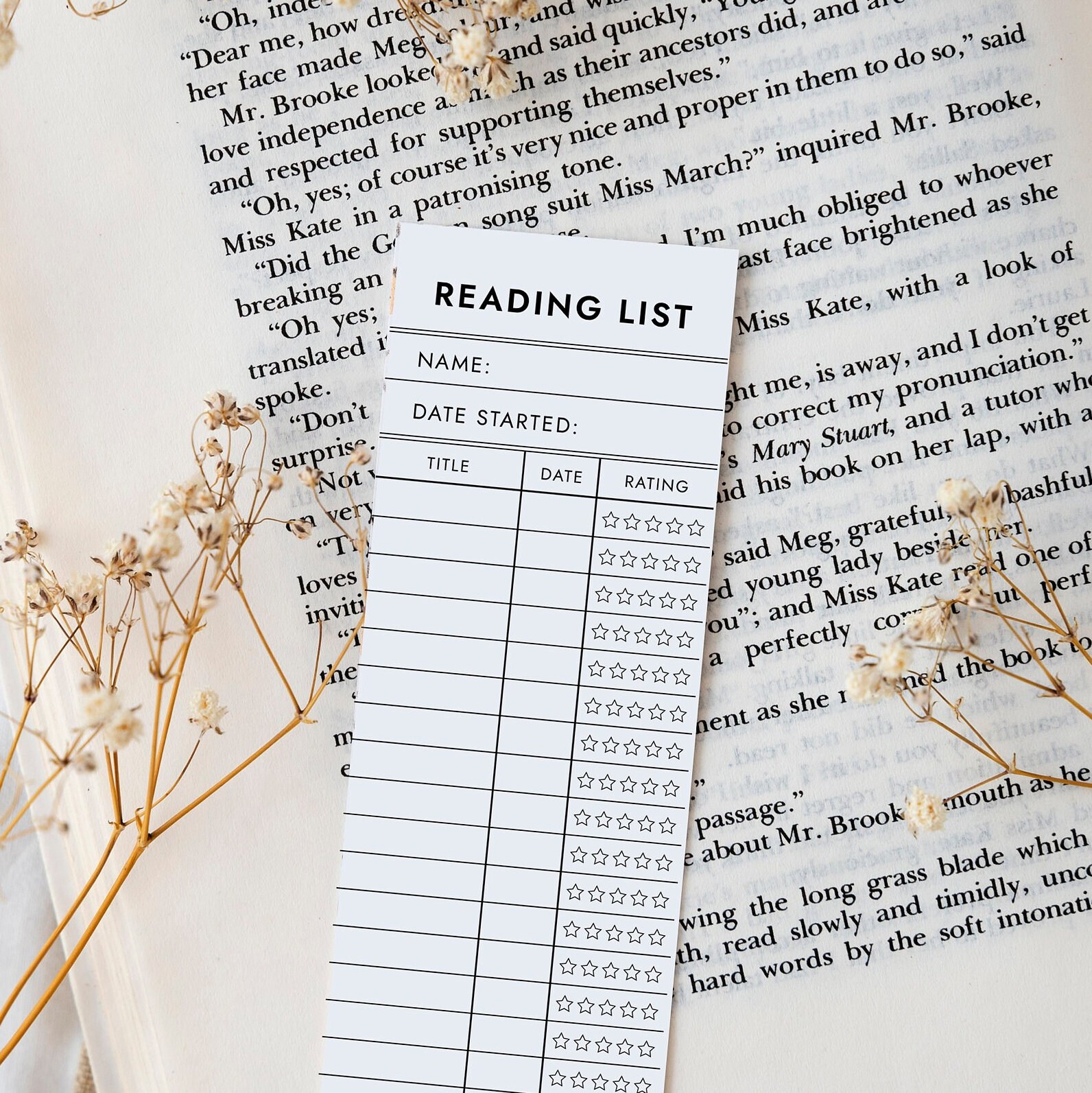 PRINTABLE Book Tracker Bookmark, Reading List Bookmark, Book Club Gift