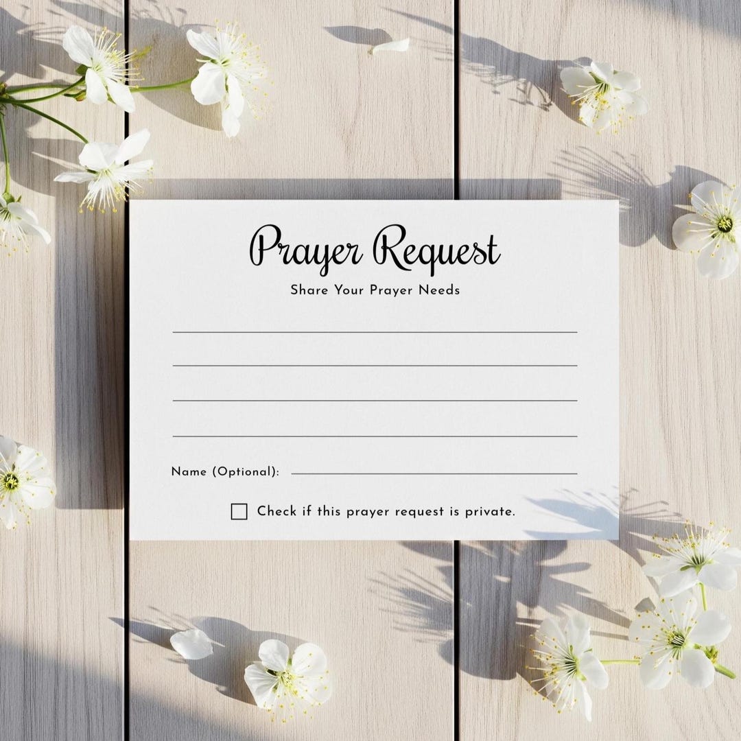 Printable Prayer Request Cards Private Notation Church Printable 