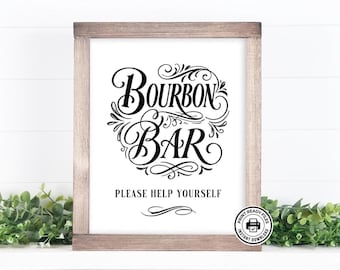 Znak Bourbon Bar, dekoracja na przyjęcie kawalerskie lub urodzinowe do druku, nieedytowalny do pobrania, 2 rozmiary