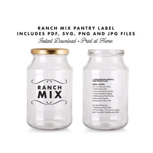 PRINTABLE Ranch Mix Label, Print at Home, Pantry Organization, Budget Cook, pdf, jpg, svg and png included, instant download