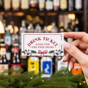 Kaartjes kerstdrankje – goed voor één gratis drankje – kerstfeest of bruiloft – afdrukbare voucher van 3,5 x 2 – niet bewerkbaar – direct downloaden