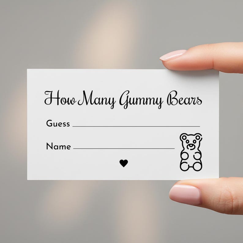 Gummy Bear Guessing Game: 8x10 Sign and Guess Cards, Simple Baby Shower ...