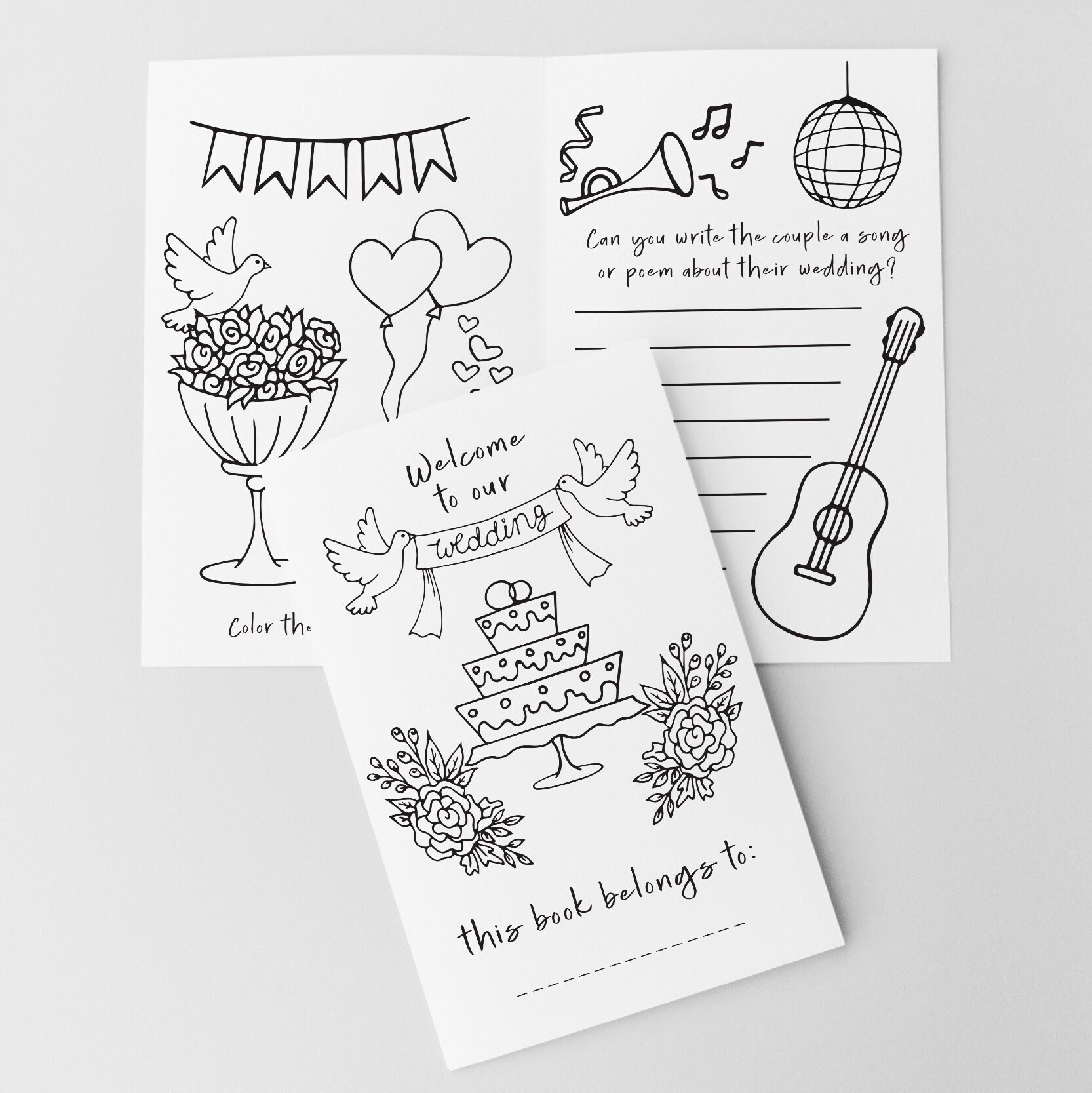PRINTABLE Kids Wedding Activity Booklet, Reception, Fun, Children &amp; Adults, Coloring, Games, 8 ...