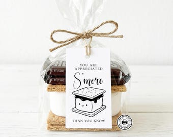 Tagi z podziękowaniami dla S'more, Wolontariusz, Trener, Nauczyciel, Nieedytowalne natychmiastowe pobranie