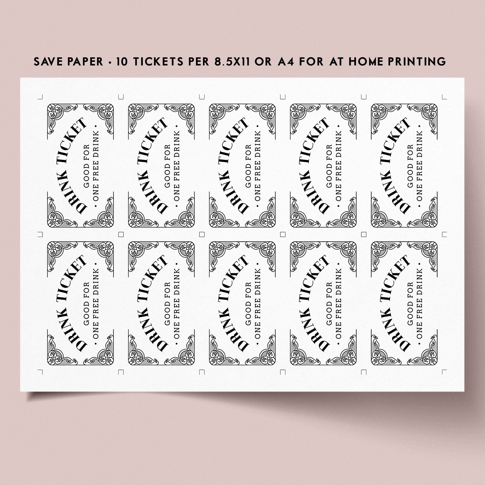 PRINTABLE Drink Tickets, Free Drinks, Any Event, Wedding, Birthday ...