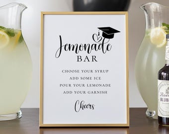 Lemonade Bar Sign, Graduation Party Drink Station Sign, Non-Editable Download, 5x7 & 8x10