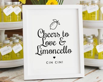 Cheers to Love & Limoncello Sign – 5x7 and 8x10, Non-Editable, Amalfi Coast Wedding Favor Sign, Bridal Shower or Italian Engagement Party