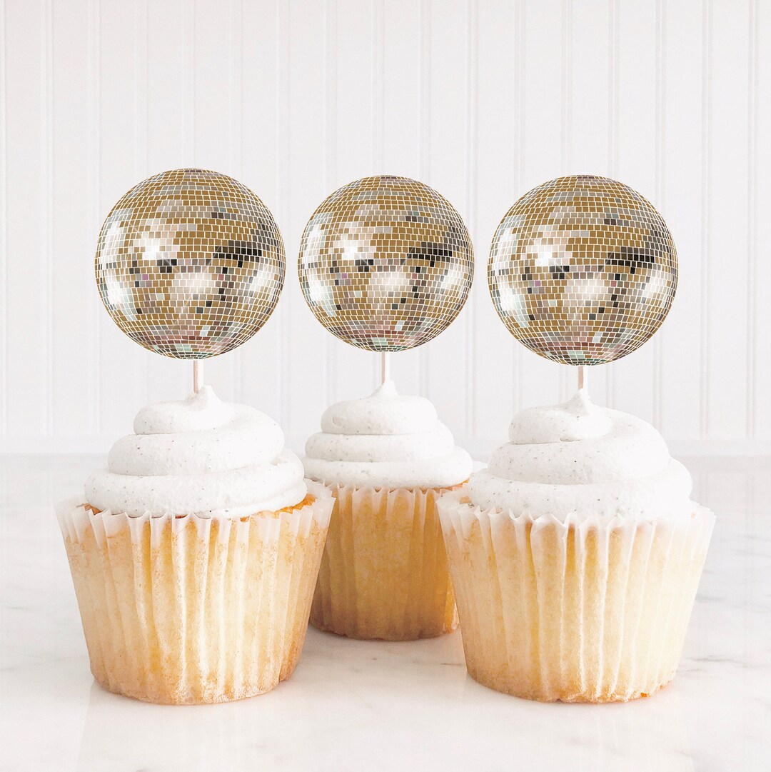 PRINTABLE Disco Ball DIY Cupcake Toppers Birthdays Etsy