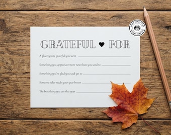Tarjetas de agradecimiento con indicaciones, actividad imprimible de Acción de Gracias/Friendsgiving, no requiere edición.
