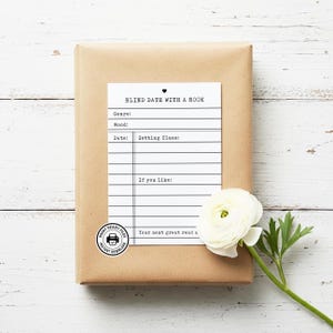 Blind Date mit einem Buch – Karten im Vintage-Bibliothekskarten-Stil, druckbare Vorlage, 3,5 x 5 cm, nicht bearbeitbar