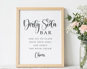 Dirty Soda Bar Sign, Drink Station Sign, Printable Party Decor, 5x7 & 8x10, Non-Editable Download