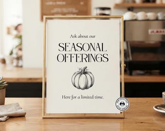 Letrero de ofertas de temporada, marketing de otoño para panaderías o cafeterías, descarga sin necesidad de editar, 2 tamaños.