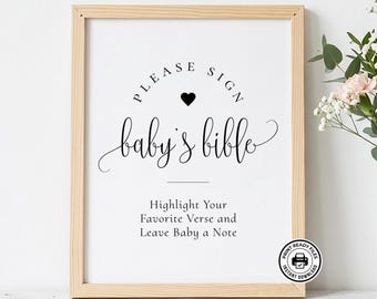 Letrero bíblico para bebé, decoración imprimible para baby shower, descarga sin necesidad de edición, 2 tamaños.