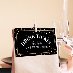 Boletos para bebidas de fiesta IMPRIMIBLES, bebidas gratis, fiesta, Nochevieja, bebidas prepagas, vale, cupón, descarga instantánea, no editable, 3.5x2