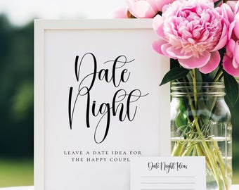 Idées de rendez-vous galants, Enseigne + cartes à remplir, Shower nuptiale/Mariage imprimable, téléchargement sans modification
