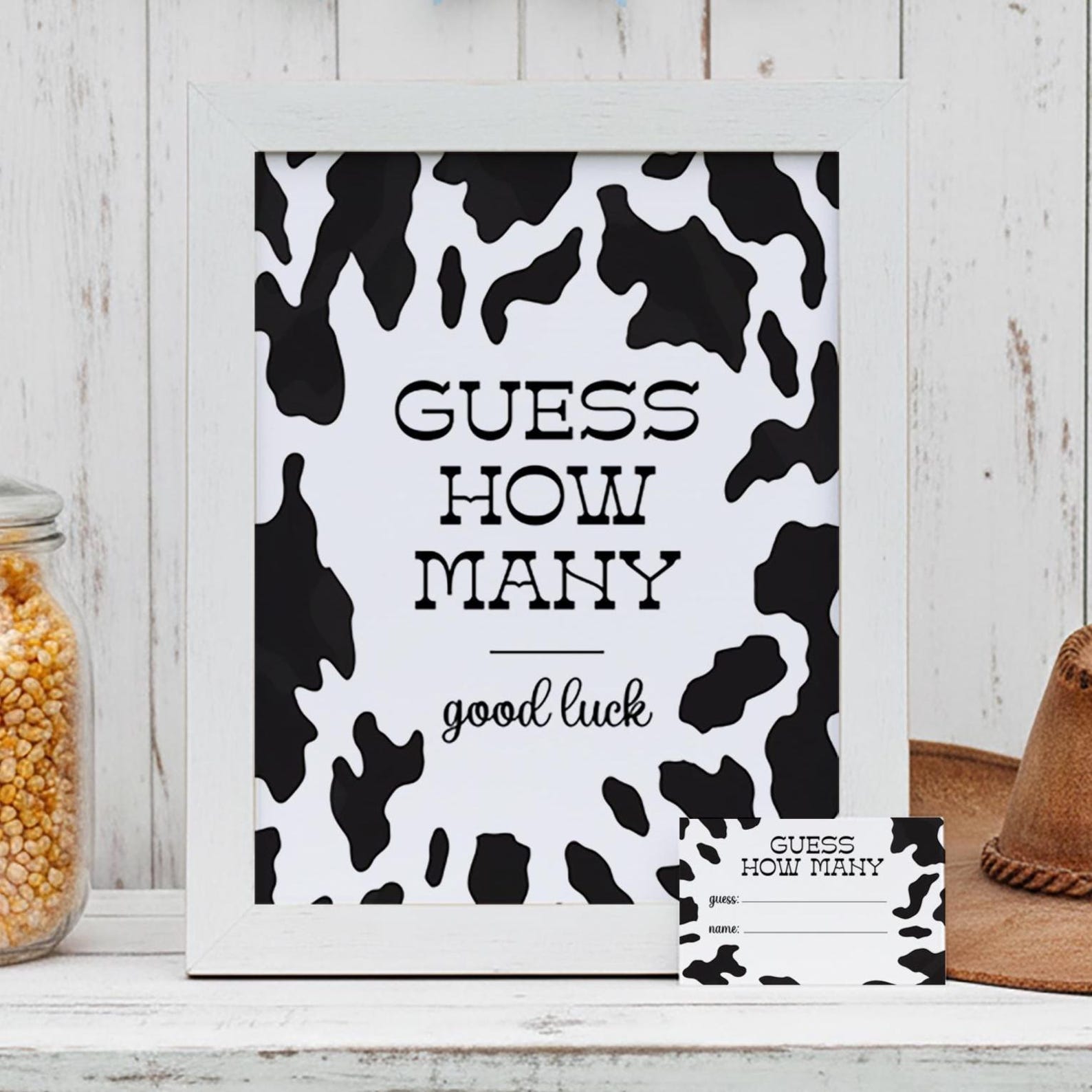 Printable Guessing Game, Sign & Guess Cards, Cow Farm Theme, No Editing ...
