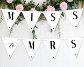 Miss to Mrs Bridal Shower Banner, Printable Party Decor, Non-Editable PDF, Kraft & White
