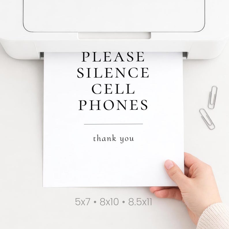 Please Silence Cell Phones Sign Printable, Office Notice for Waiting ...