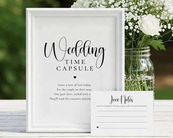 Wedding Time Capsule Sign & Cards, Reception Activity, 1st Anniversary Keepsake, Non-Editable Download
