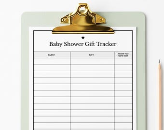 Rastreador de regalos para baby shower imprimible, lista de agradecimientos, planificador PDF de 8,5 x 11 pulgadas, sin necesidad de edición.