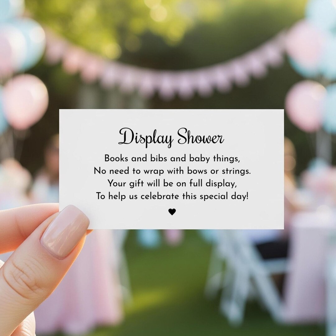 Display Shower Card, Baby Shower Invitation Insert, Etiquette, Easy to ...