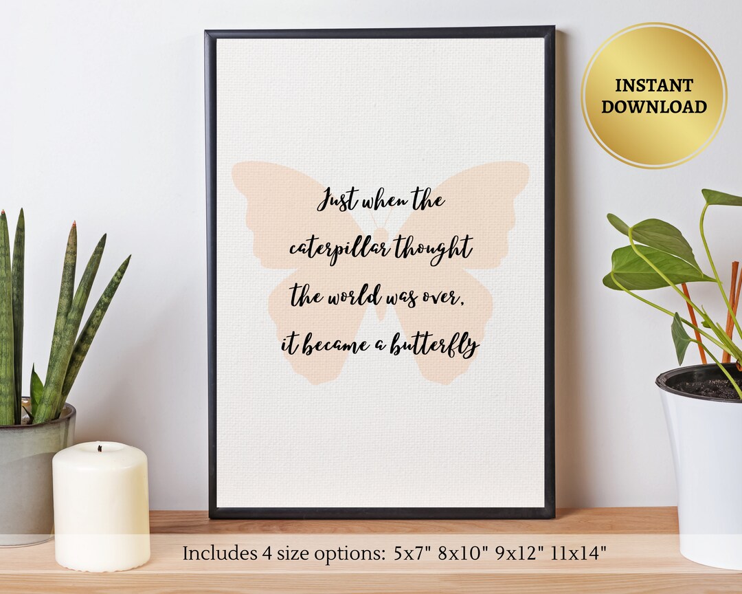 Butterfly Quote Print | Inspirational Wall Art Poster | Minimalist Boho ...
