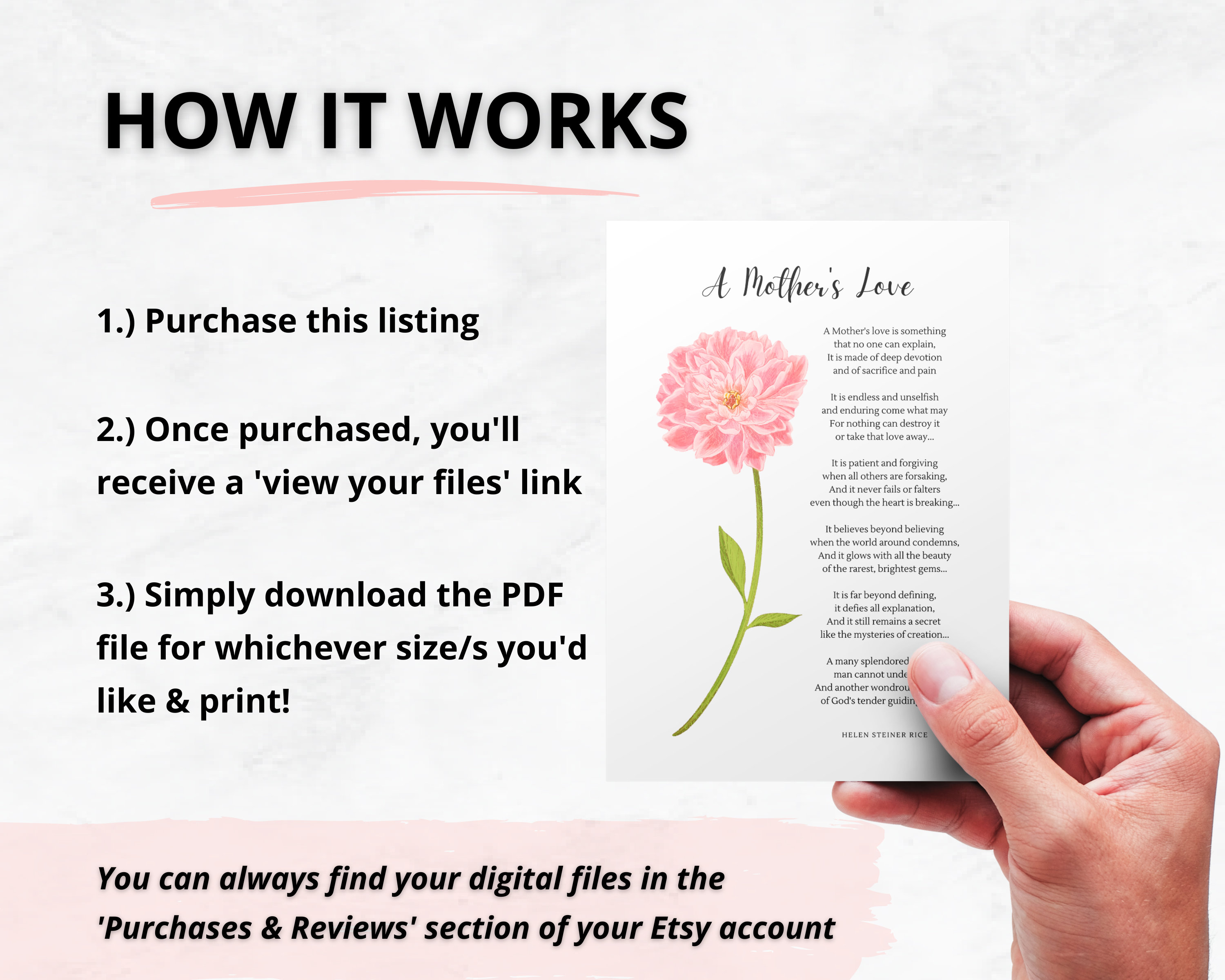 Printable Poem for Mom Mother's Day Gift Floral Birthday Card Poem Wall ...