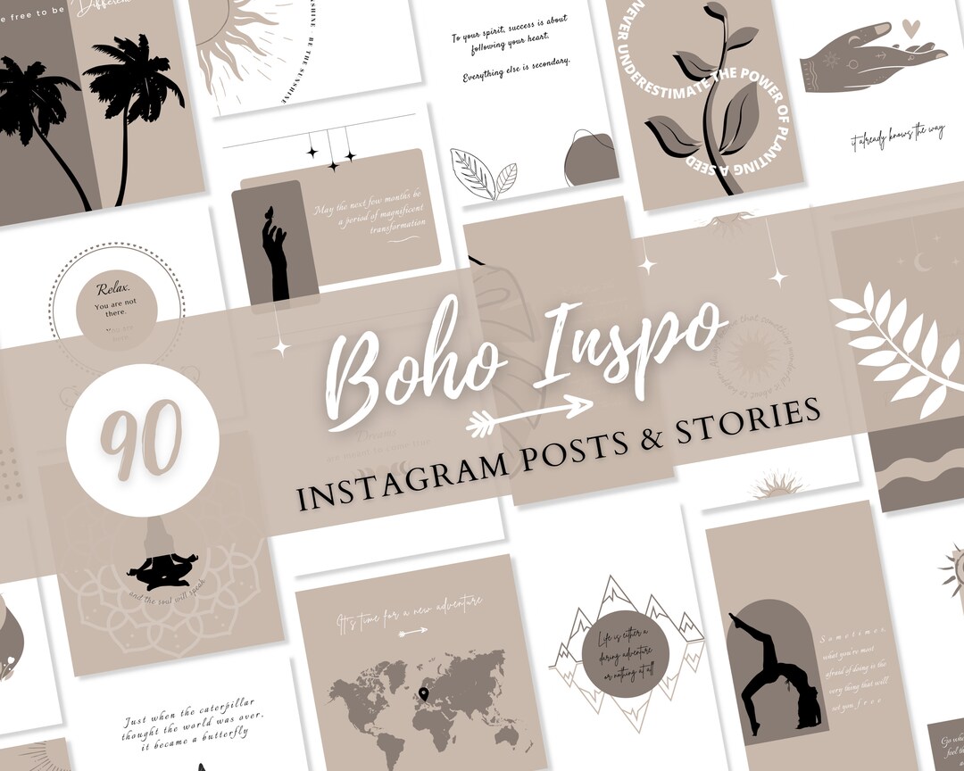 Boho Instagram Post & Story Bundle Templates | Wellness Quotes ...