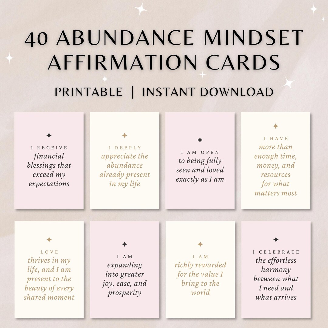 Abundance Affirmation Cards Printable | Money Mindset Manifestation ...