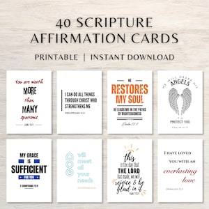 Bevestigingskaarten bijbelteksten | Afdrukbare schrifttekst citaat flashcards | Bemoedigend christelijk cadeau | Religieuze herinneringsverzen | Inspirerend