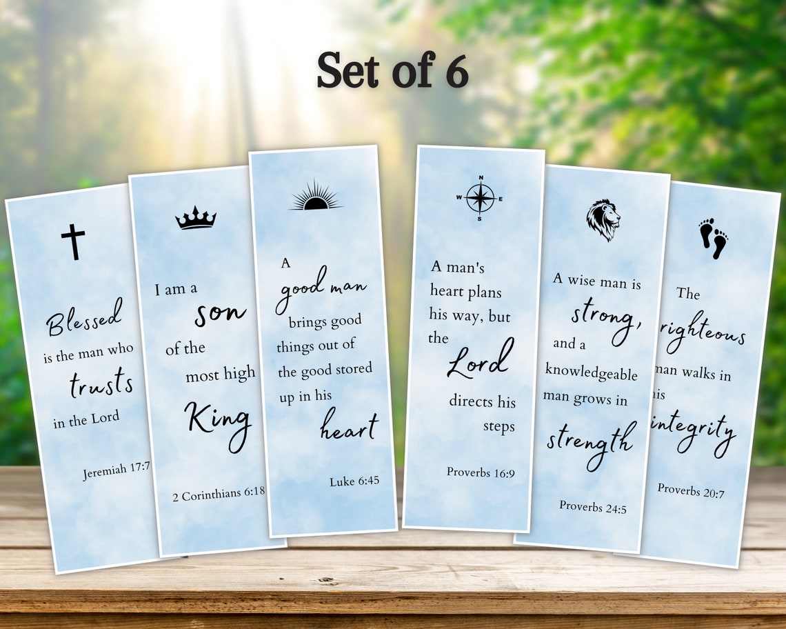 Printable Bible Verse Bookmarks for Men &amp; Boys Christian Gift for Dad ...