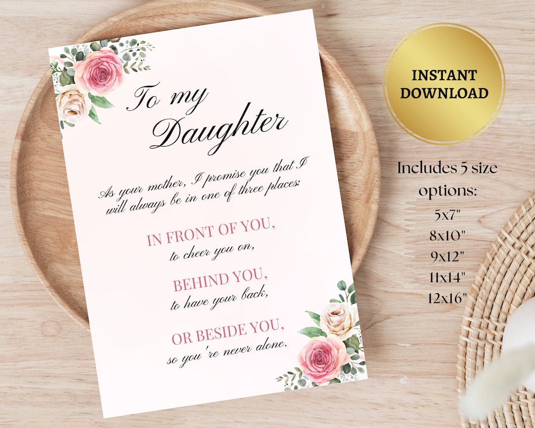 Printable Poem for Daughter | Card From Mom | A Mother's Gift | Floral ...
