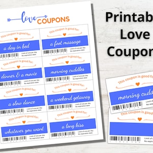Afdrukbare liefdescoupons | Gepersonaliseerde Valentijnsdagcadeau voor hem of haar | DIY-verjaardagsbonnen | Aangepast jubileumcadeau | Bruiloft voor koppels